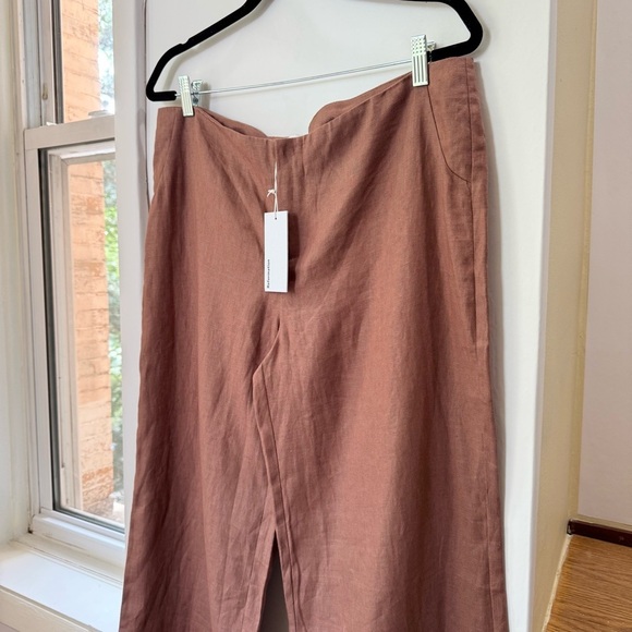 NWT Reformation Vida Linen Low Rise Pant Straight Leg Mink 10 - Picture 6 of 15